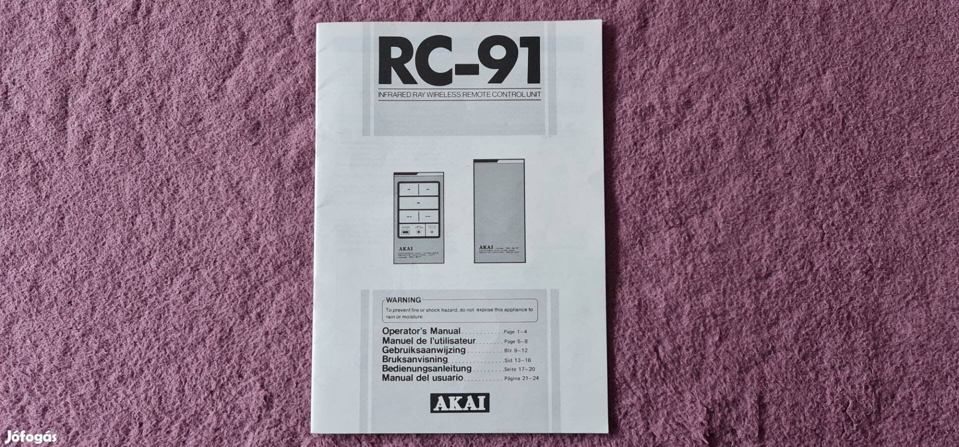 Akai RC-91/T RC-91/R infra távvezérlő használati útmutató (Manual)