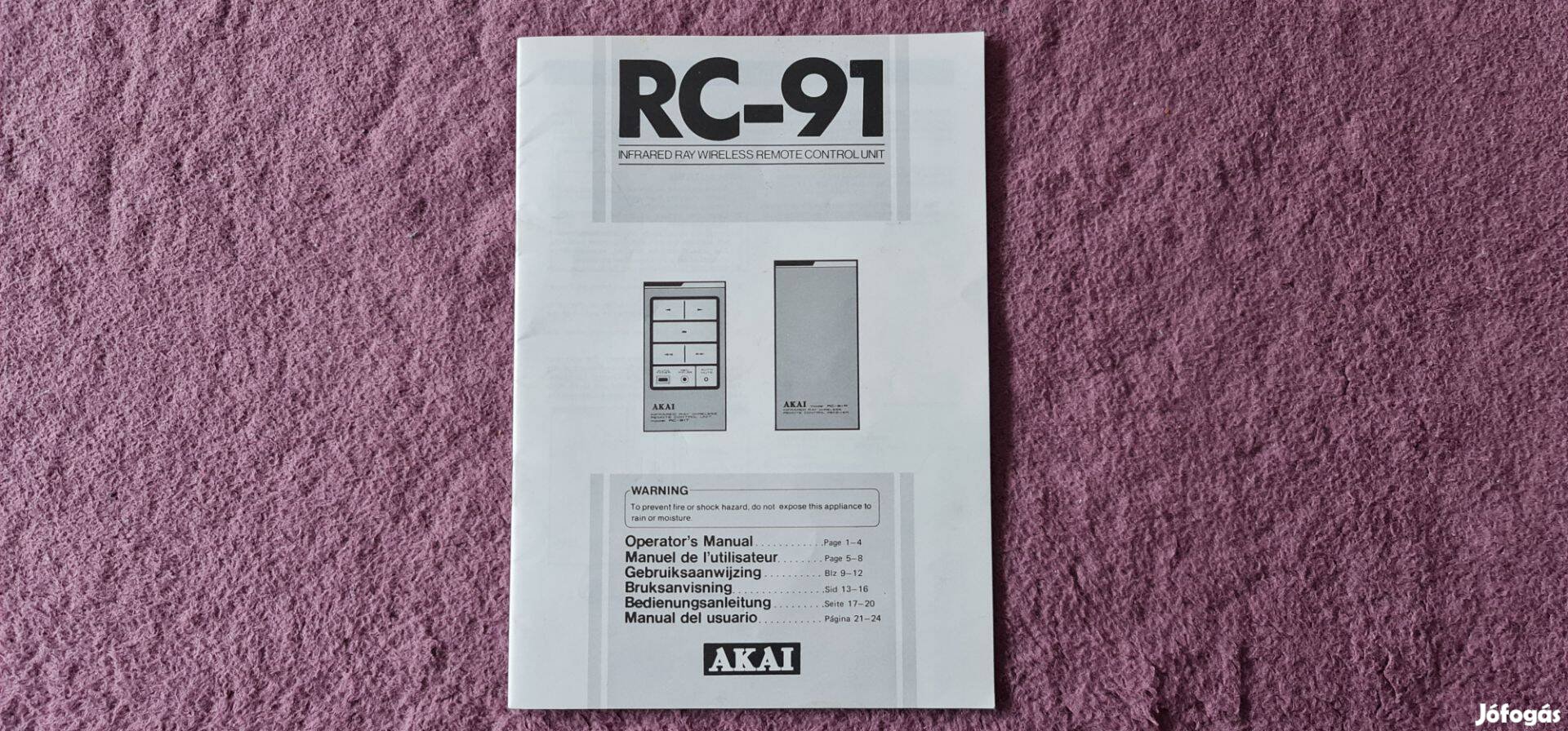 Akai RC-91/T RC-91/R infra távvezérlő használati útmutató (Manual)