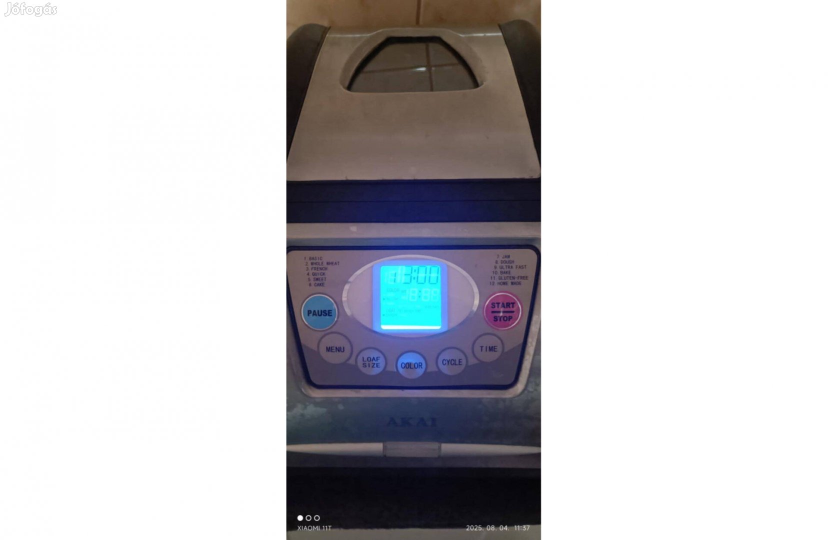 Akai kenyérsütő gép , 2 lapátos , 1,5-2kg -os