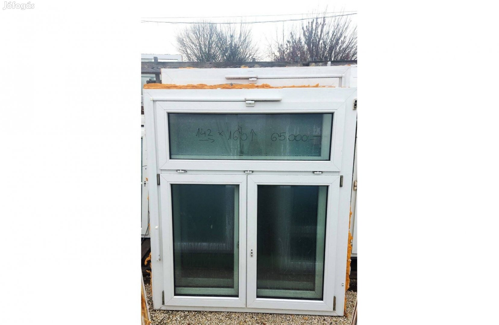 Akció! 140x160 cm közeli! bontott műanyag kétszárnyú+felül bukó ablak