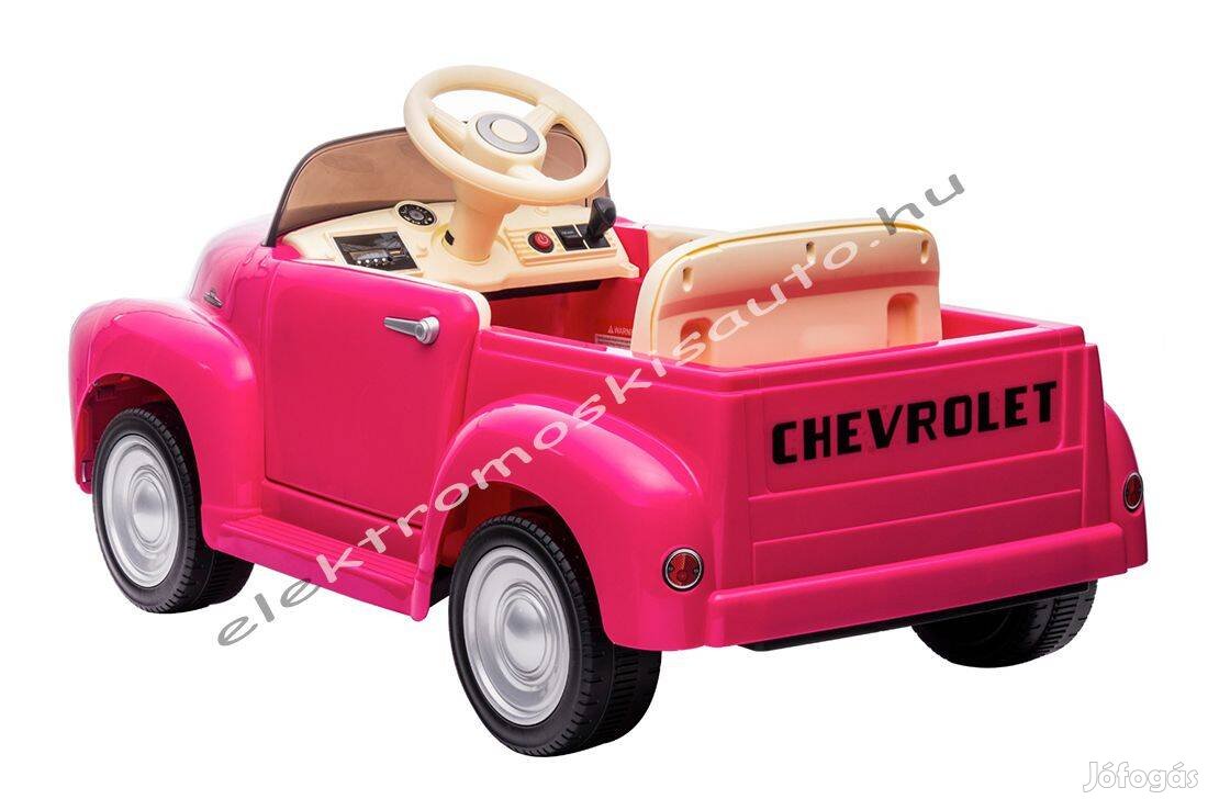 Akció! Chevrolet 3100 Pickup pink ergyszem. eredeti elektromos kisautó