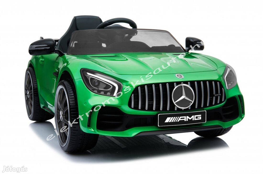 Akció! Egyszemélyes Mercedes AMG GT R 12V zöld elektromos kisautó