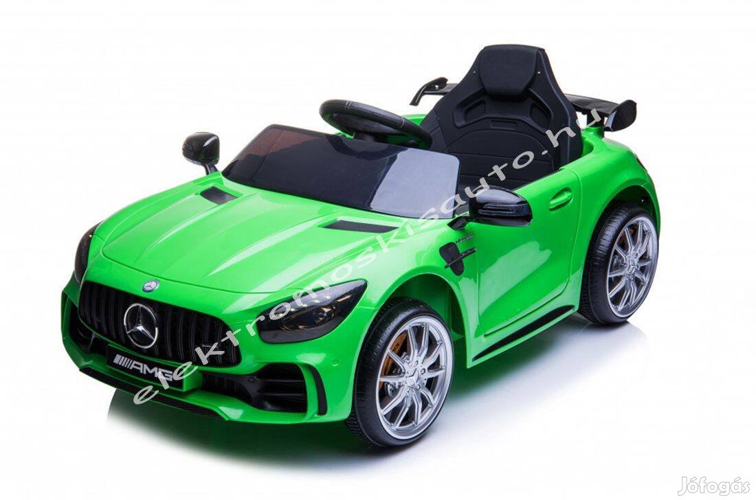 Akció! Eredeti Mercedes AMG GT R 12V zöld egyszem. elektromos kisautó