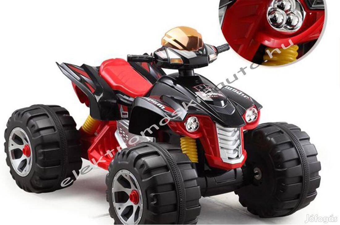 Akció! Fekete/piros Raptor Quad 12V 1személyes elektromos kisautó