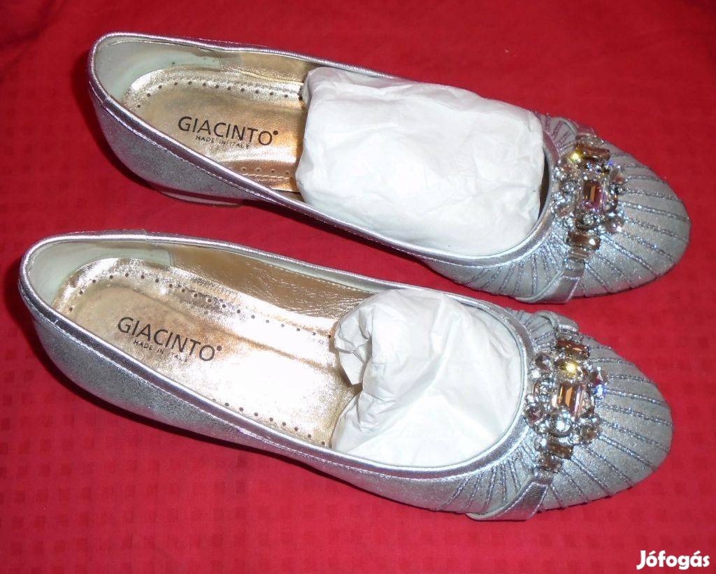 Akció! Giacinto olasz designer bőr luxus köves cipő, ritkaság! 39