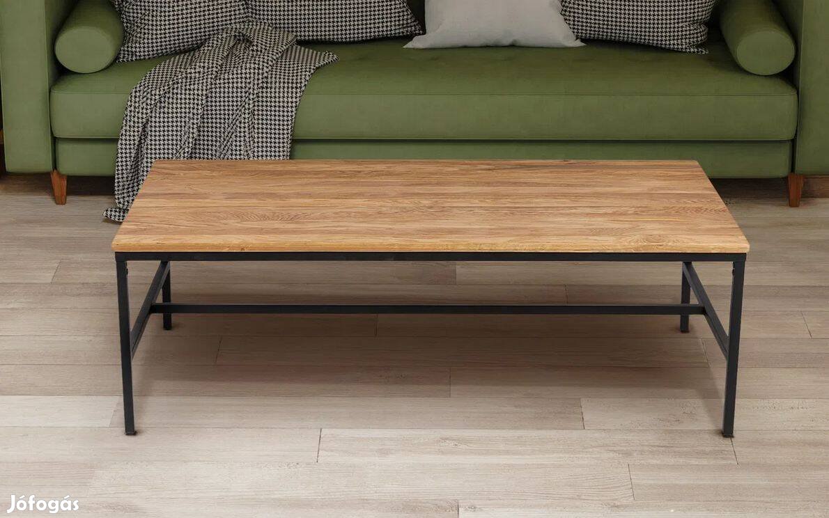Akció! Új, bontatlan 120 x 60 cm-es fa dohányzóasztal fémvázzal