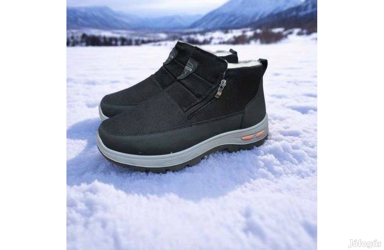 Akció ! Új, bundás, zipzáras, magasszárú férfi bokacipő,