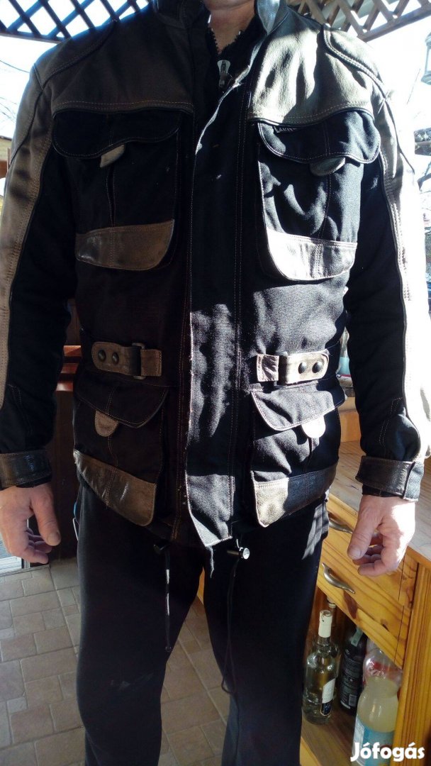 Akito motoros kabát, dzseki, bőr cordura kombináció "L"-es méretben