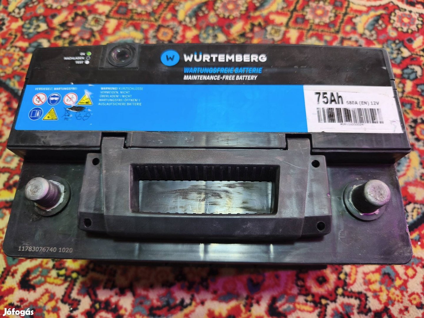 Akkumlátor 75Ah 680A Würtenberg 2év garanciával