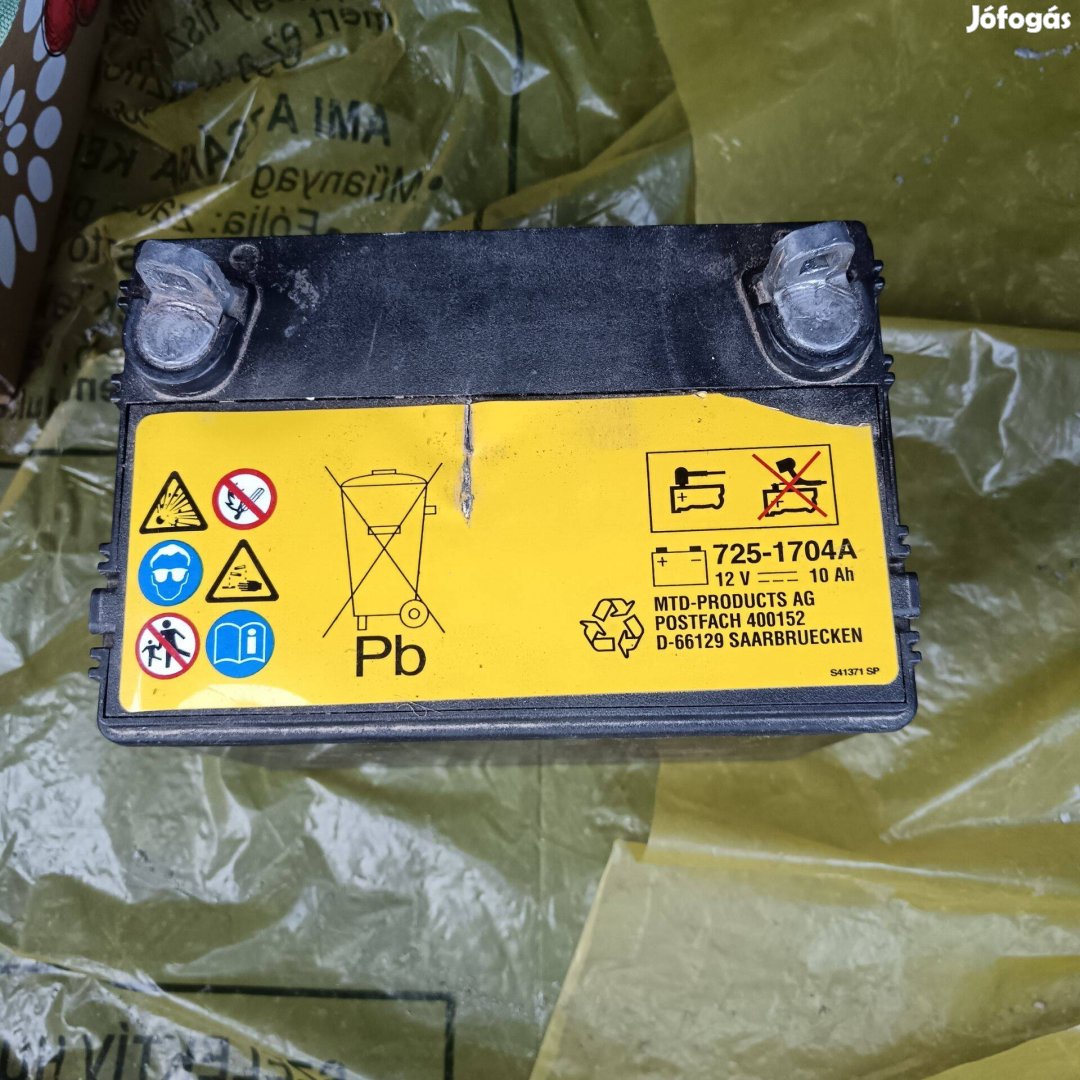 Akkumulátor 12V 10Ah gyári MTD !2 éves Fűnyírótraktor (quad, smk,stb.)