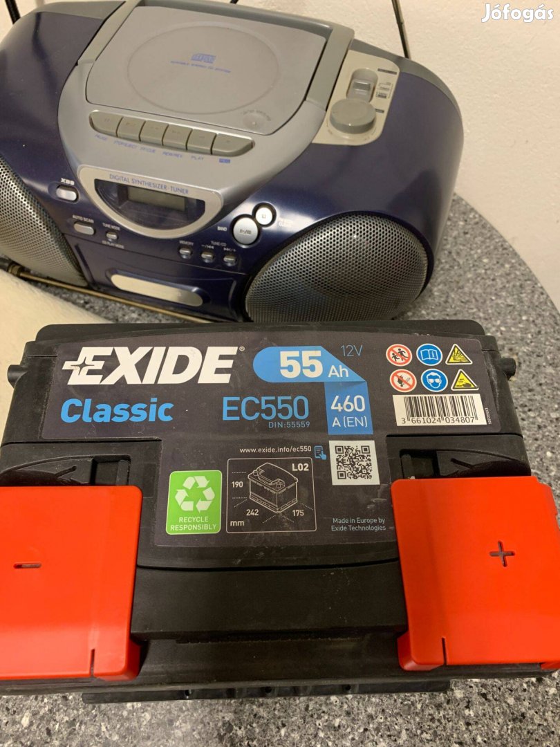 Akkumulátor exide classic ec550 55ah 460a eladó