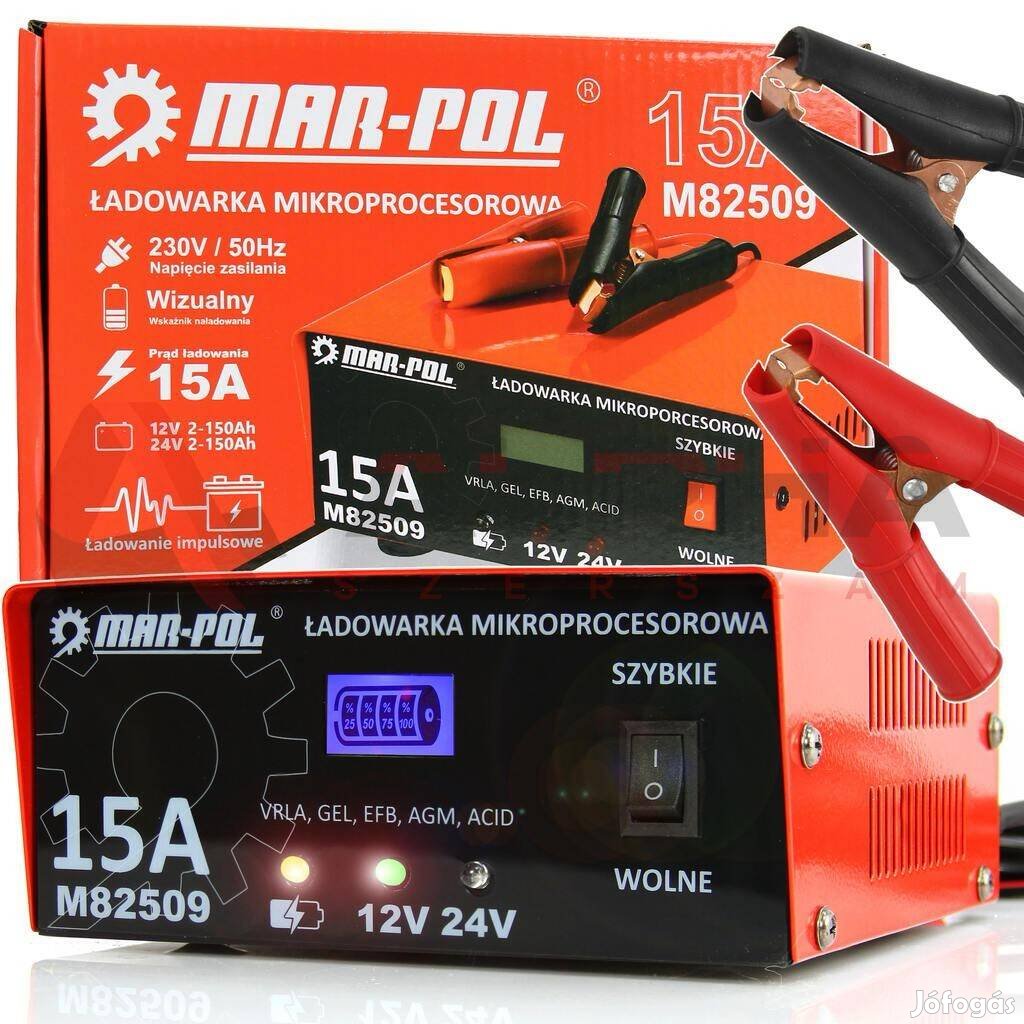 Akkumulátor töltő 12V/24V 15A - M82509