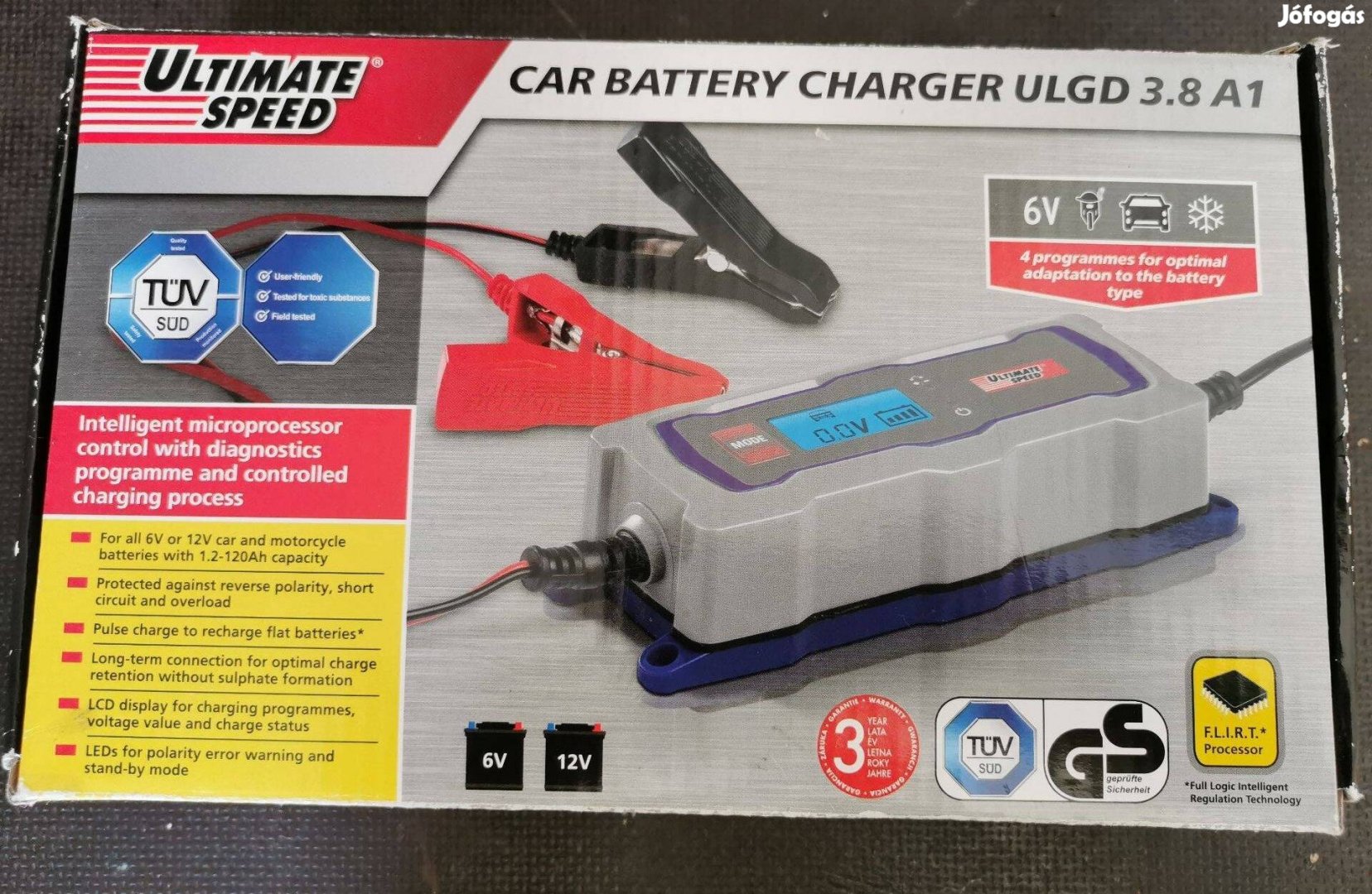 Akkumulátor töltő autó motor gépjármű 6V 12V Lidl-s, újszerű