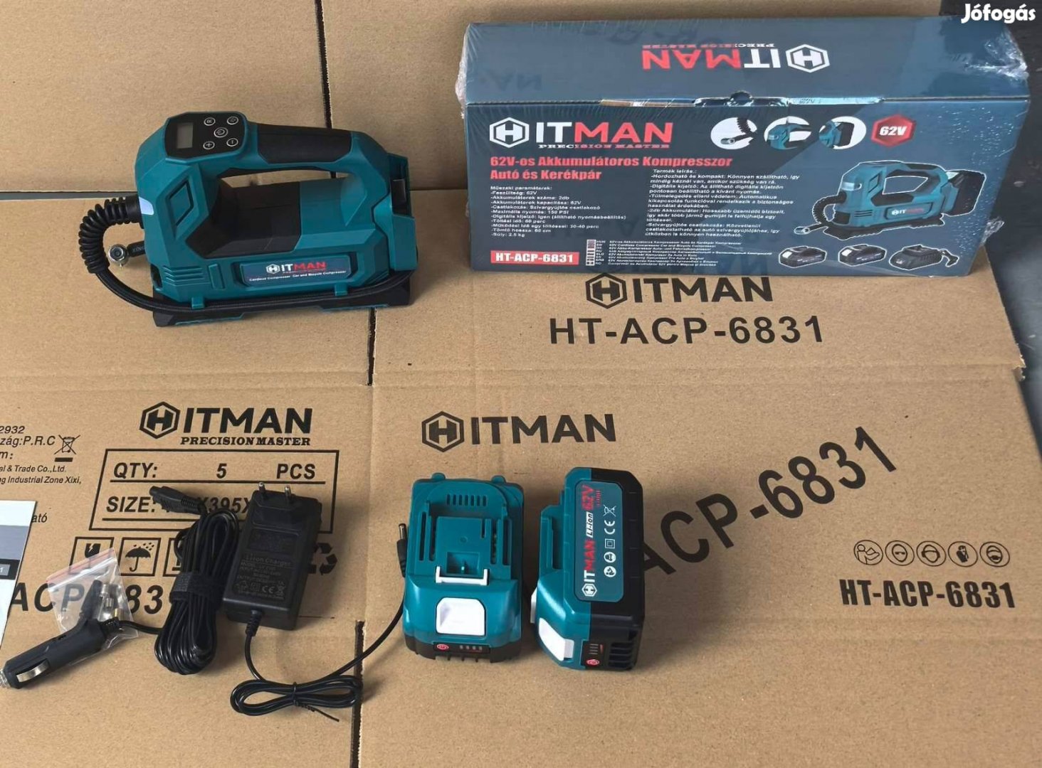 Akkumulátoros Kompresszor 62V autó és kerékpárhoz