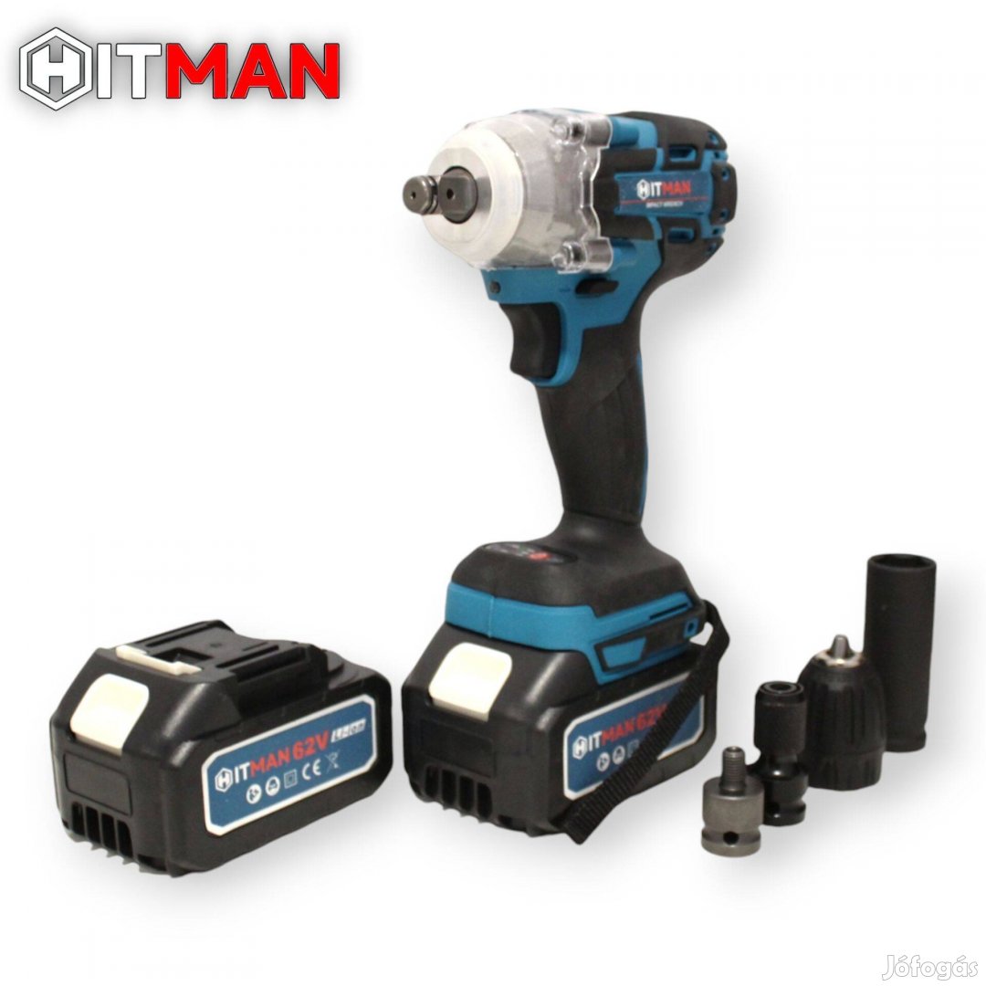 Akkumulátoros Ütvecsavarozó Kerékkulcs, 725NM, 62V, 2 Akku