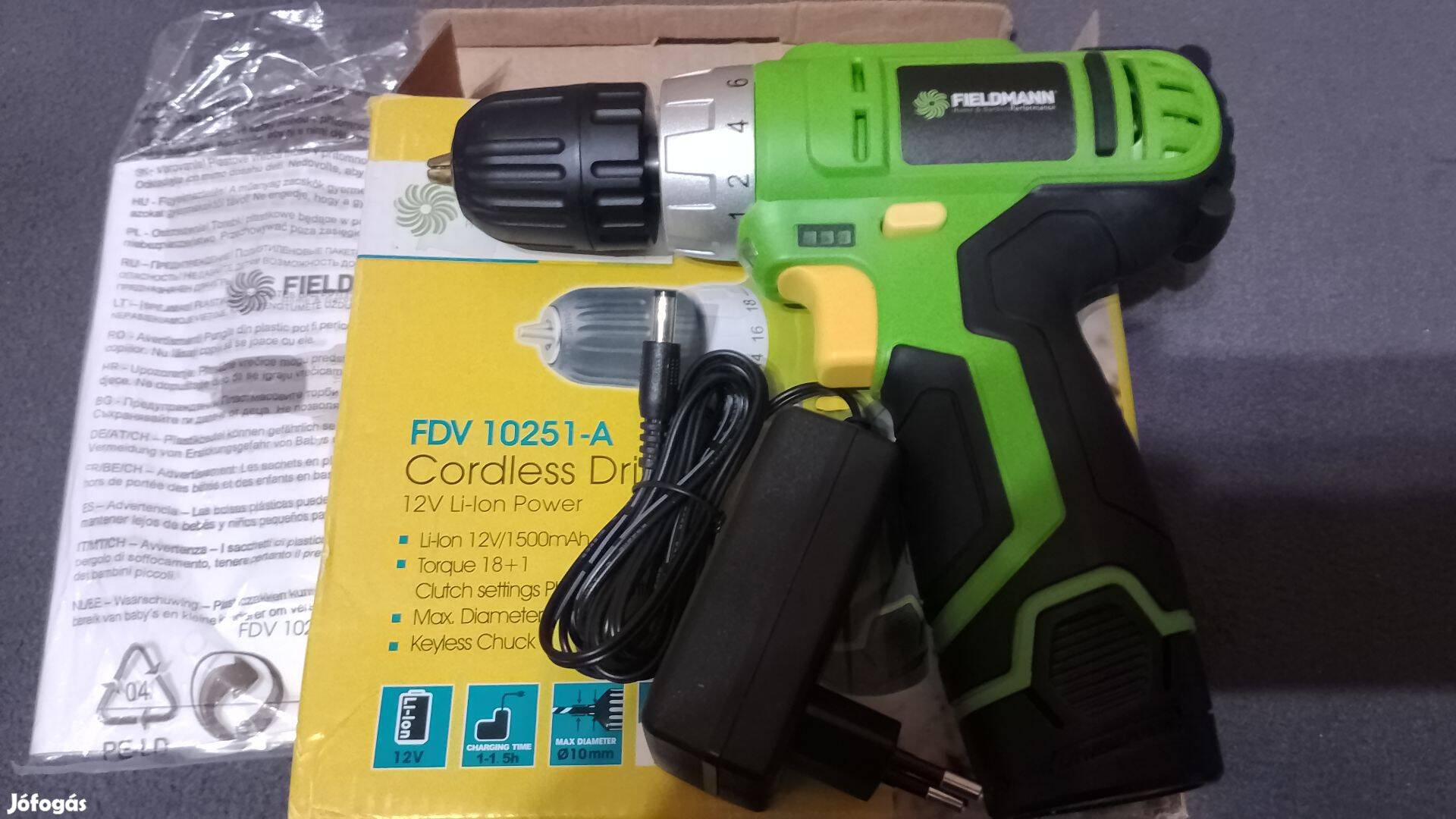 Akkumulátoros csavarhúzó fúró 12V, 1400 ford/perc