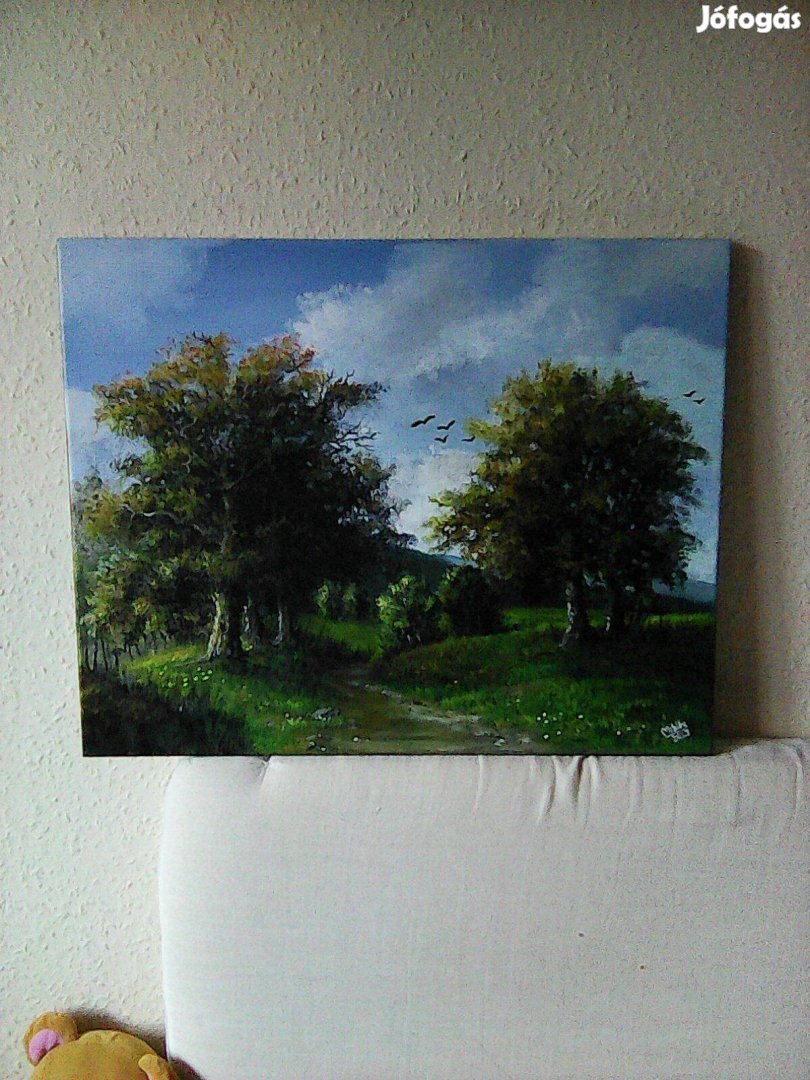 Akril festmény feszített vászonra keret nélkül szignózott