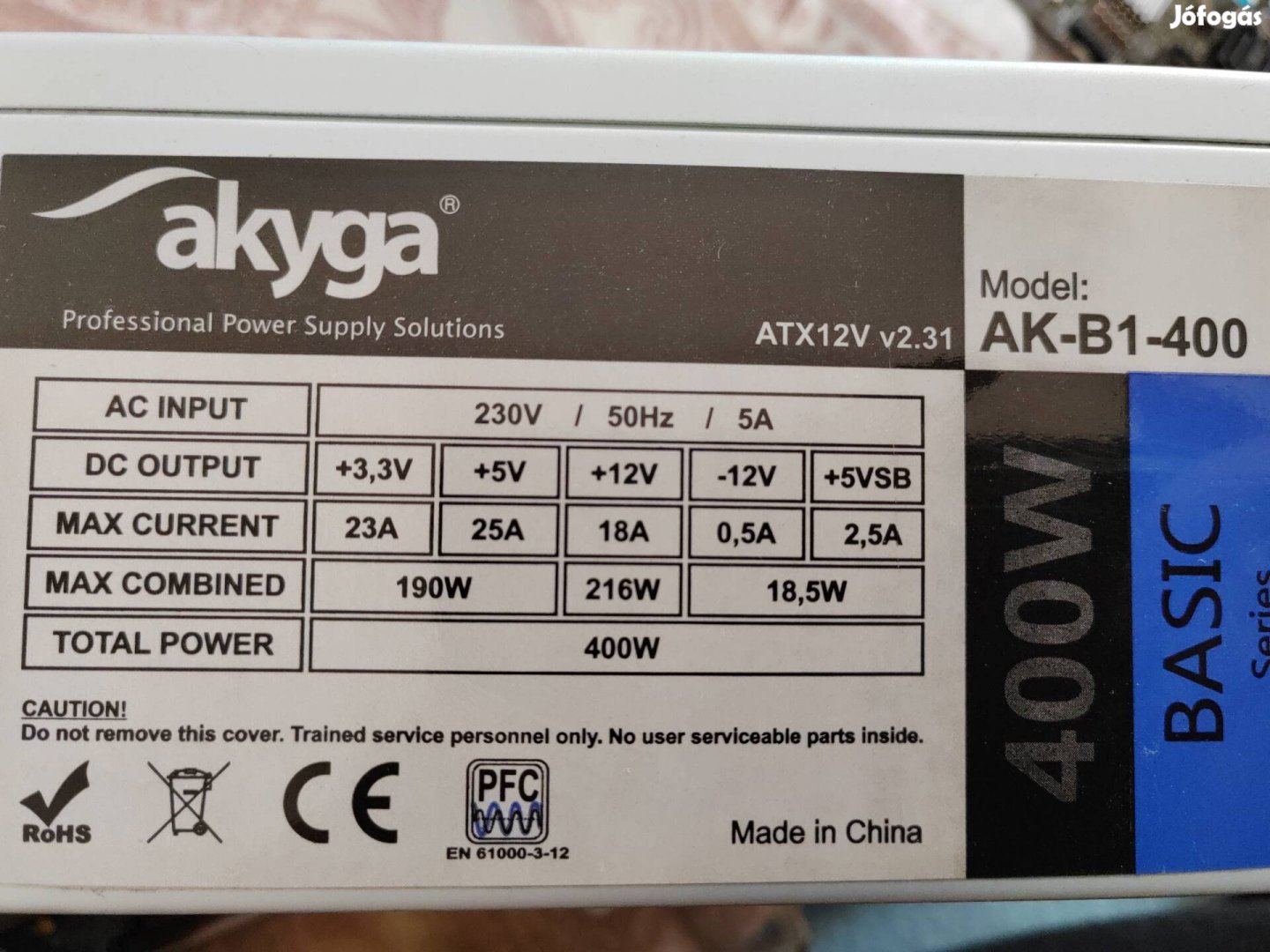 Akyga 400W tápegység 