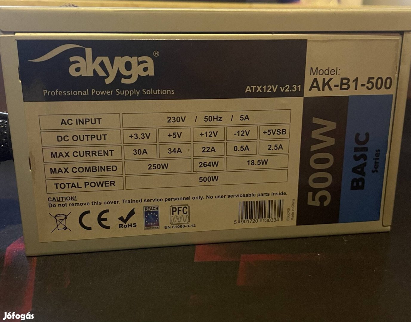 Akyga 500W tápegység 