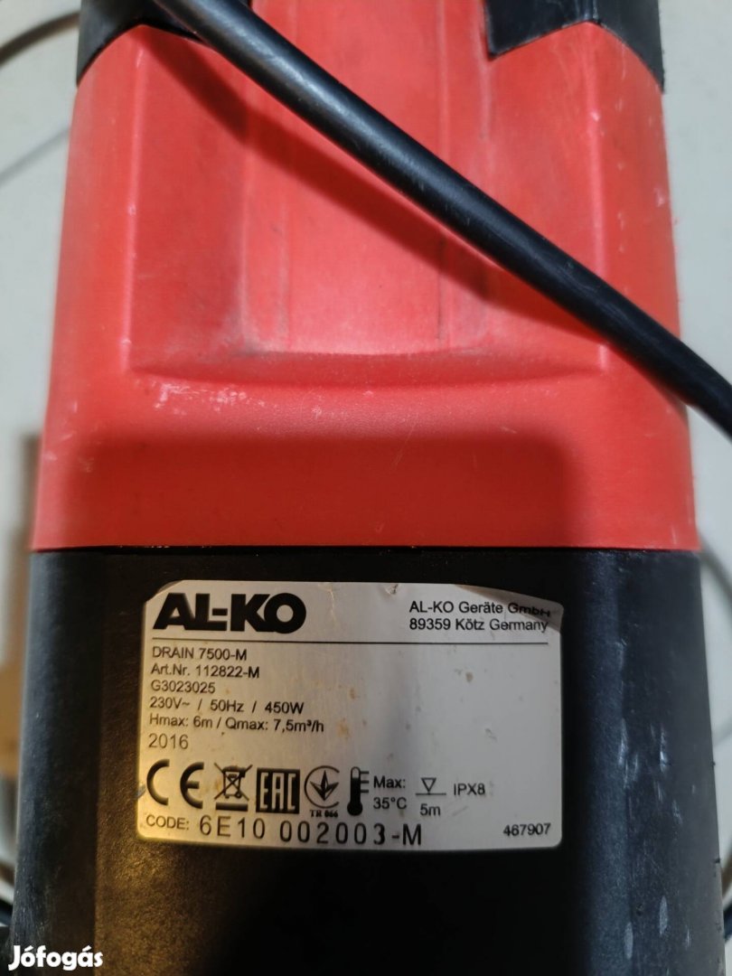 Al-Ko Drain 7500 szennyvíz szivattyú