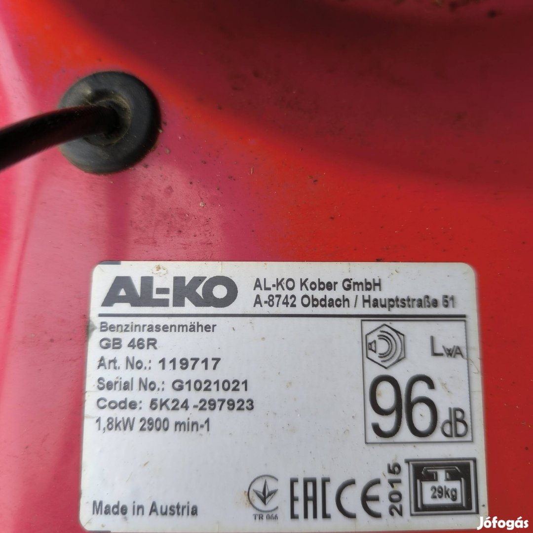 Al-ko benzines fűnyíró eladó