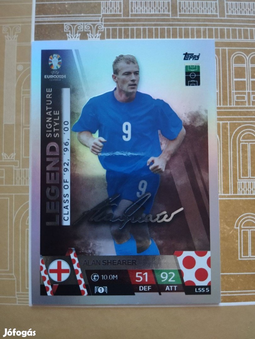 Alan Shearer (Anglia) Legend Signature Style Euro 2024 kártya