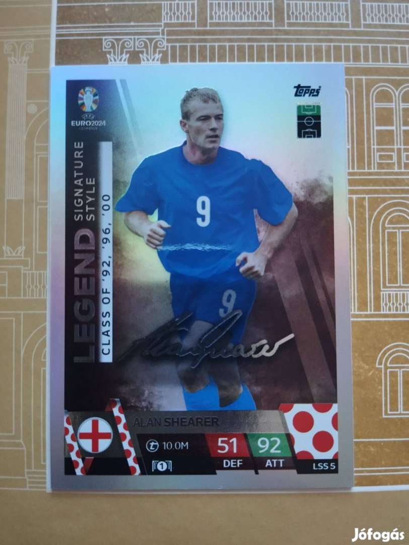 Alan Shearer (Anglia) Legend Signature Style Euro 2024 kártya