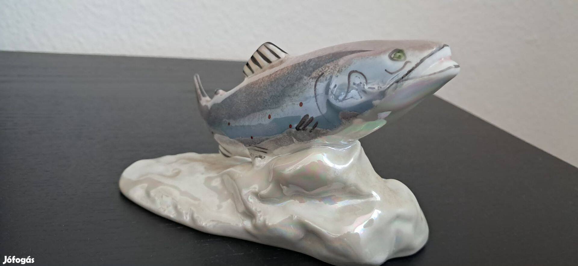 Alba Iulia irizáló porcelán halas dísztárgy 13,5 cm