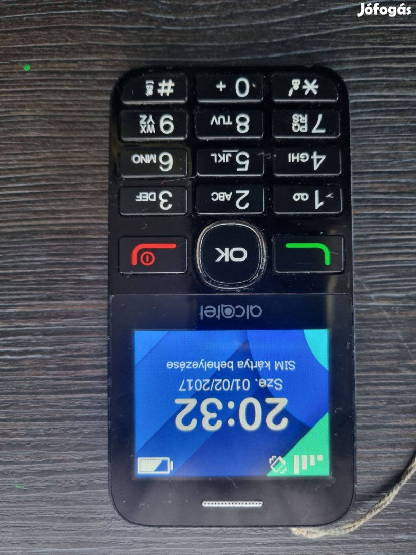 Alcatel Mobiltelefon kártyafüggetlen hagyományos nyomógombos jó aksi