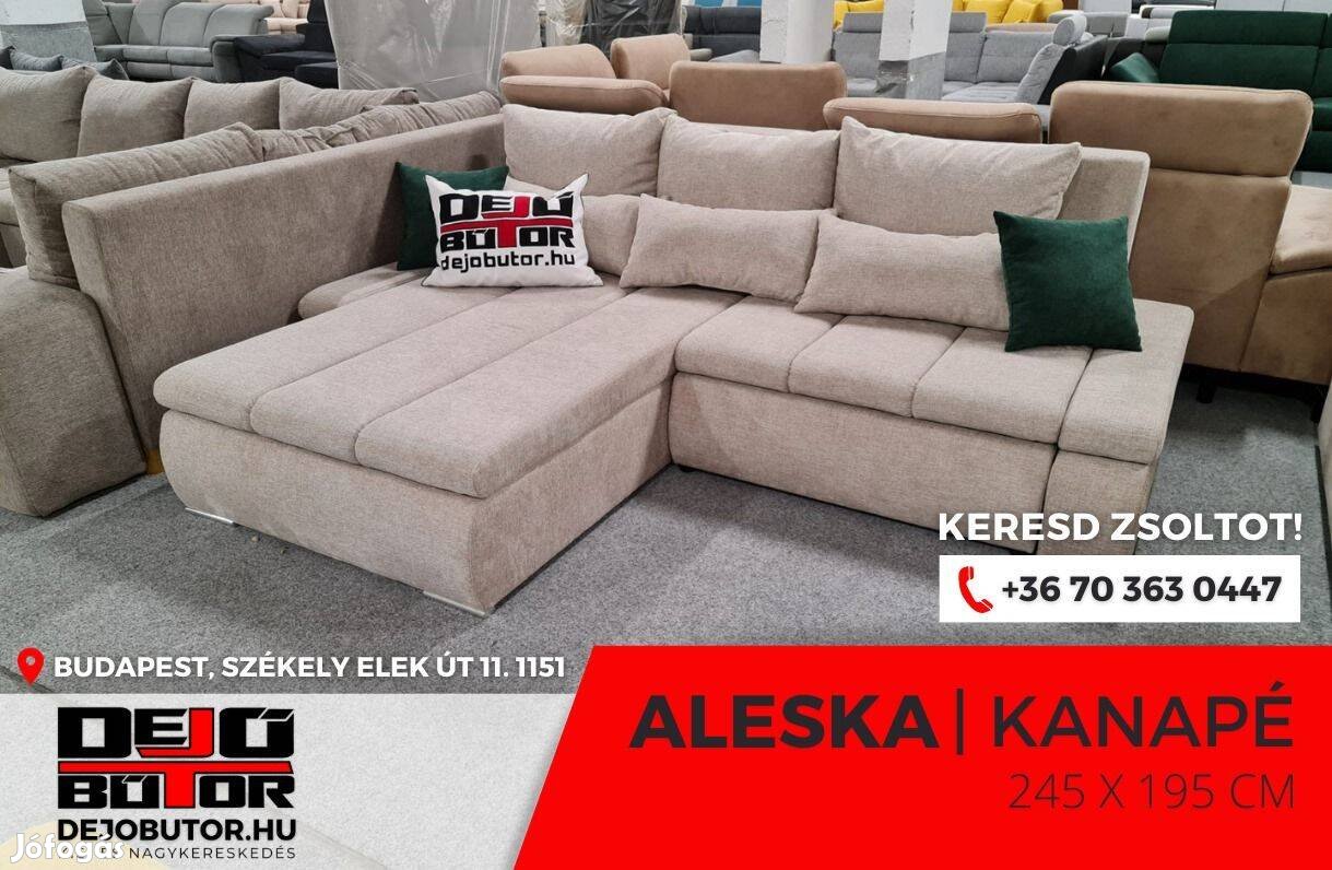 Aleska 1 sarok prémium kanapé ülőgarnitúra 245x195 cm szivacsos bézs