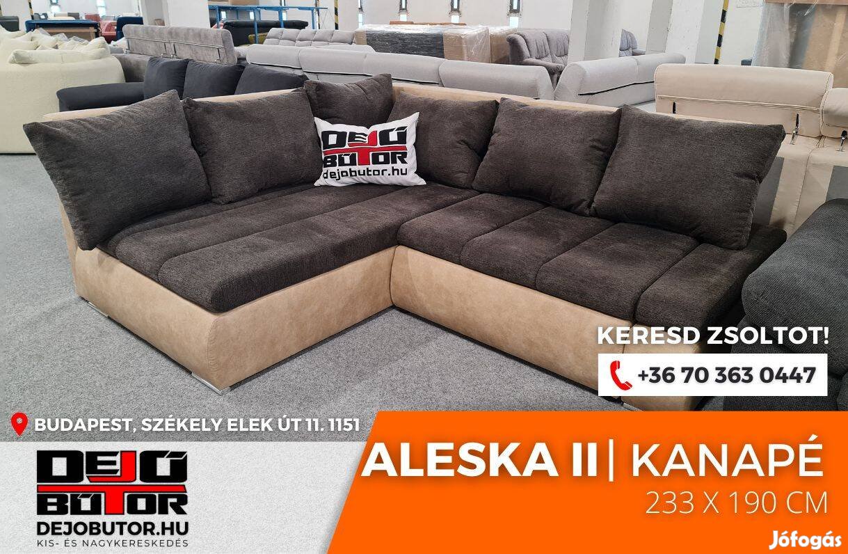 Aleska 2 sarok prémium kanapé ülőgarnitúra 233x190 cm szivacsos bronz