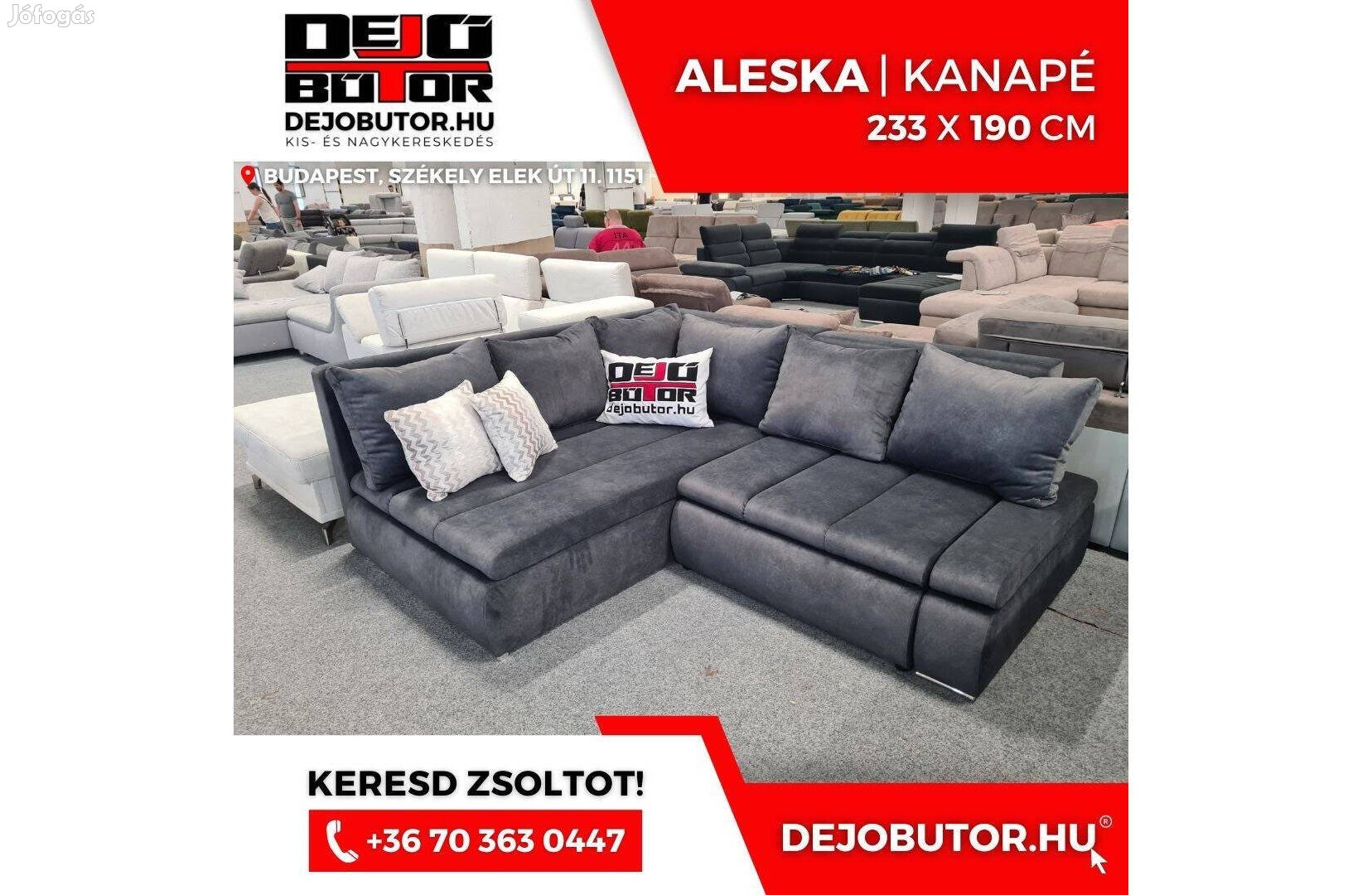 Aleska 2 szivacsos kanapé ülőgarnitúra sarok 233x190 cm grafit