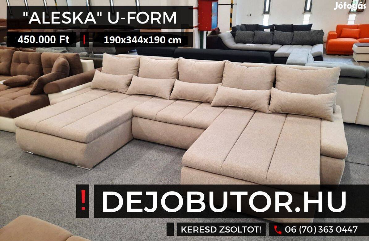 Aleska Bézs sarok szivacsos kanapé ülőgarnitúra 190x344x190 cm ualak