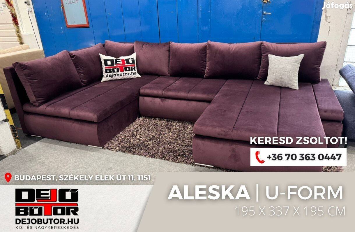 Aleska II lila kanapé ülőgarnitúra 195x195x337 cm ágyazható