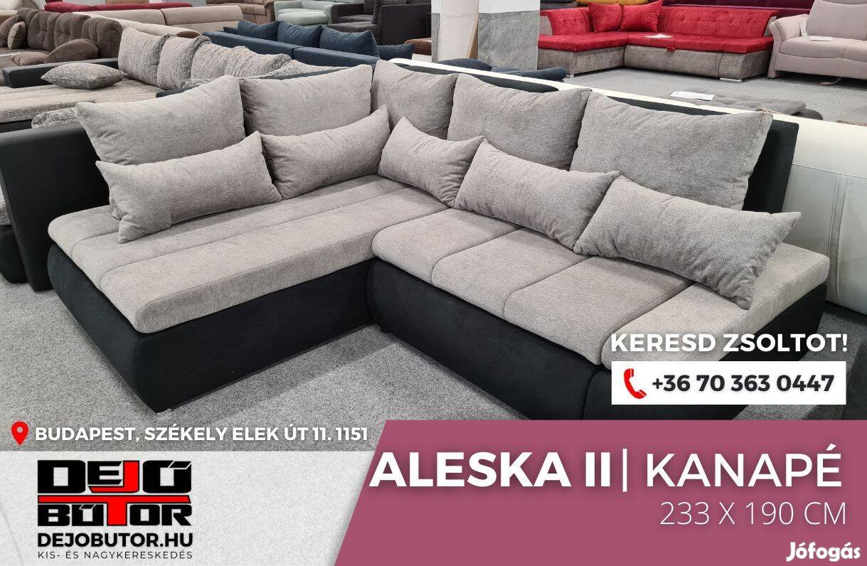 Aleska II sarok selyem kanapé bútor ülőgarnitúra 233x190 cm ágyazható