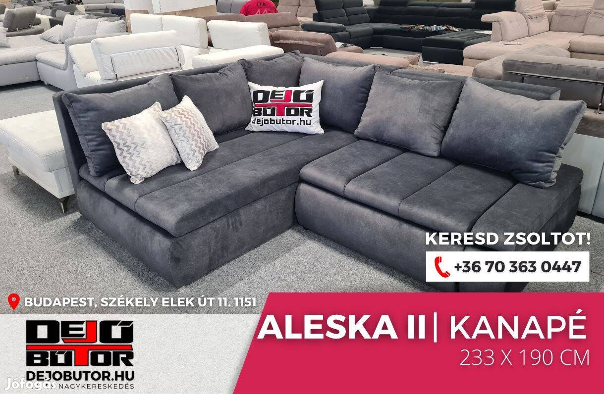 Aleska II sőtét szürke kanapé ülőgarnitúra 233x190 cm sarok ágyazható