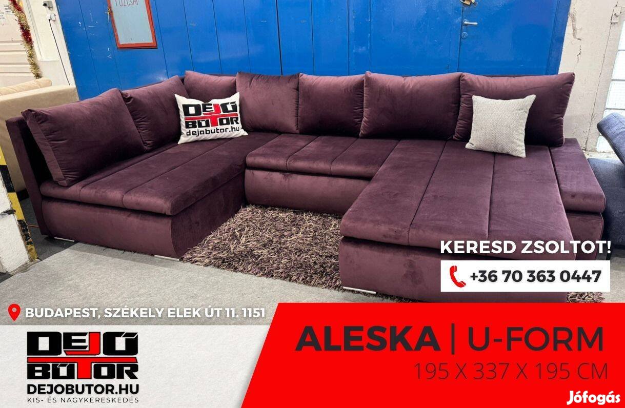 Aleska II ualak kanapé ülőgarnitúra 195x337x195 cm ágyazható lila