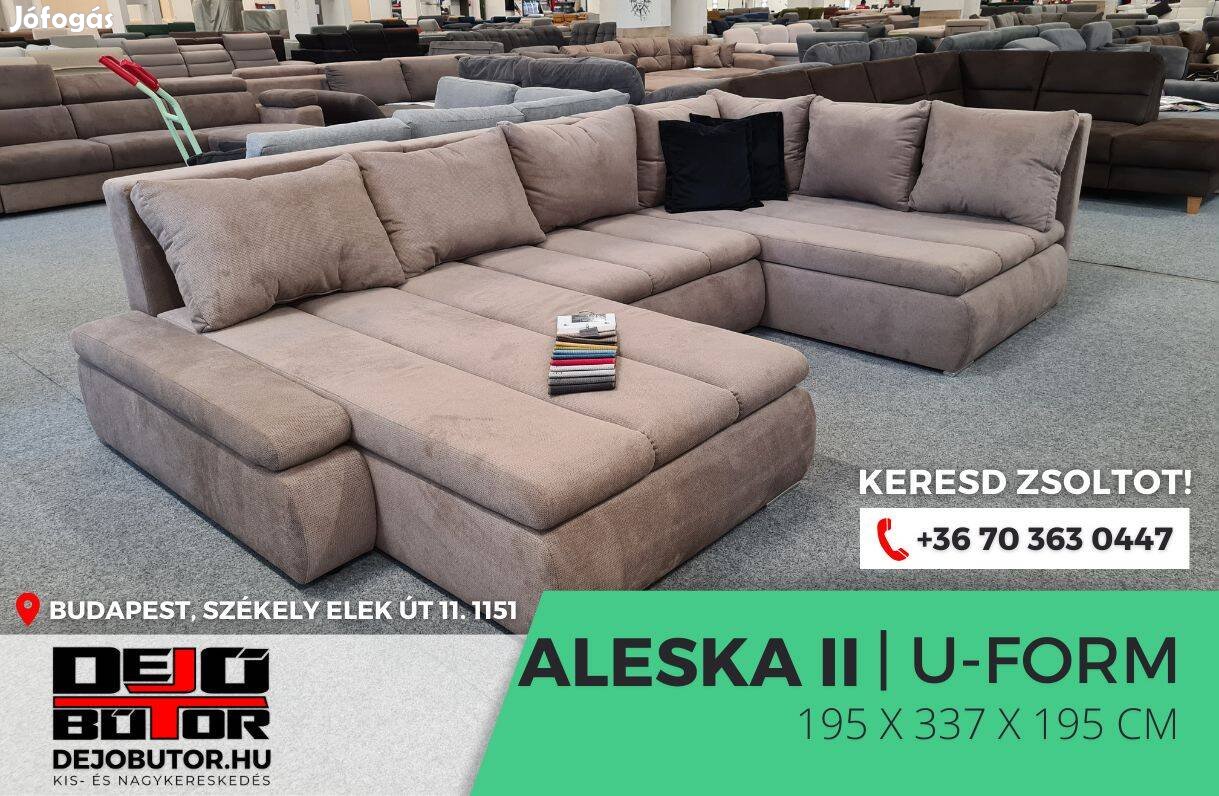 Aleska II ualak sarok kanapé ülőgarnitúra 195x337x195 cm denim 2 bézs