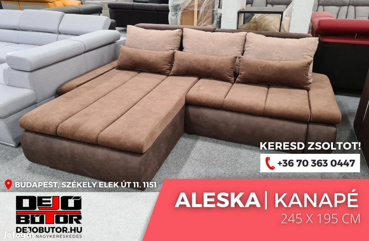 Aleska I. párnás modell kanapé ülőgarnitúra 245x195 cm barna sarok