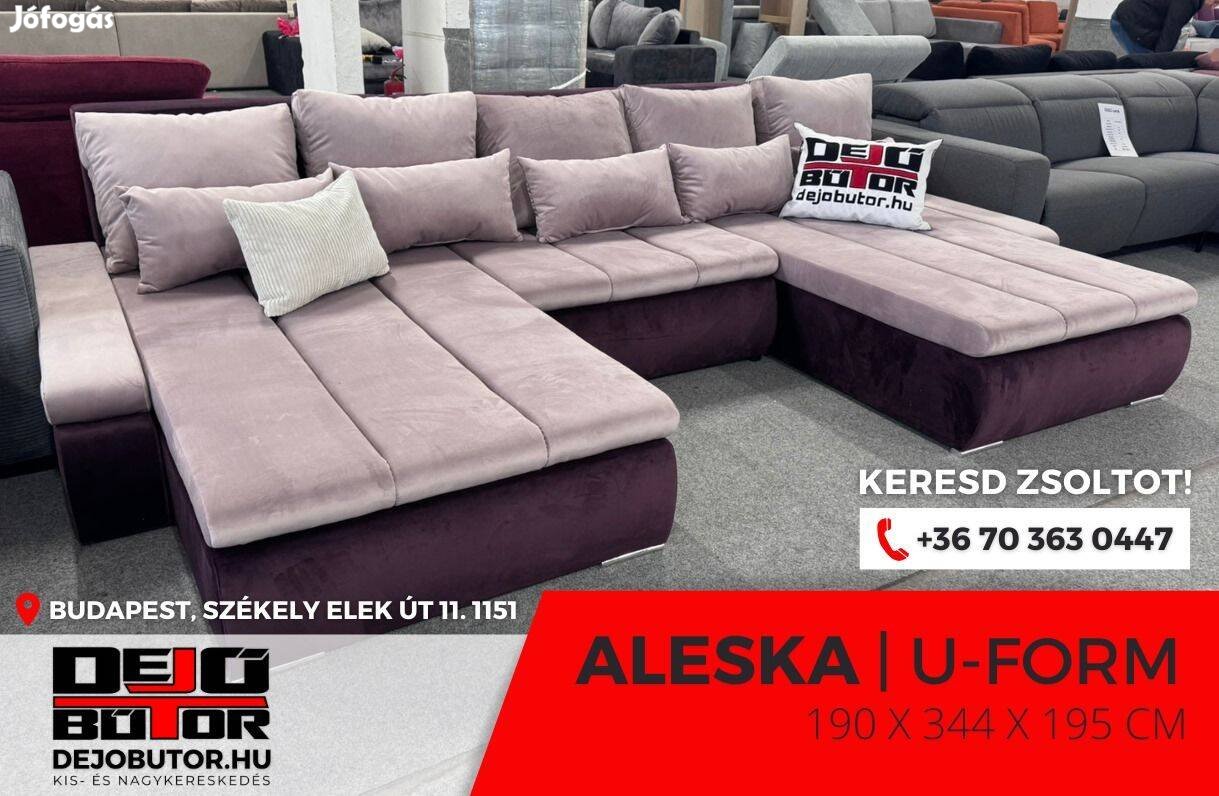 Aleska I. ualak kanapé ülőgarnitúra 190x344x190 cm ágyazható rózsaszín