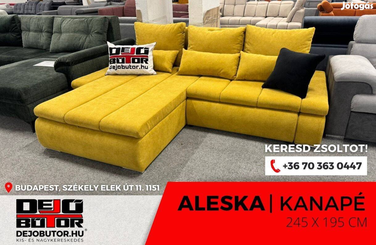 Aleska I sarok kanapé ülőgarnitúra 245x195 cm ágyazható sárga