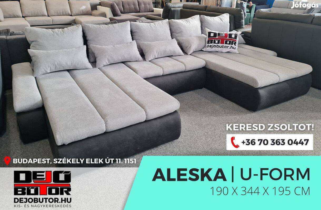 Aleska I ualak gray kanapé sarok ülőgarnitúra 190x344x195 cm ágyazható