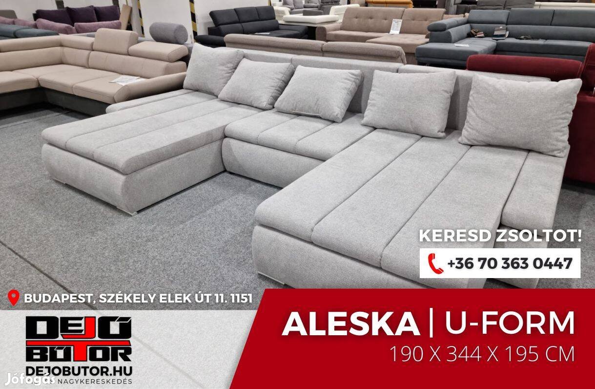 Aleska I ualak gray szivacsos kanapé ülőgarnitúra 195x344x195 cm sarok