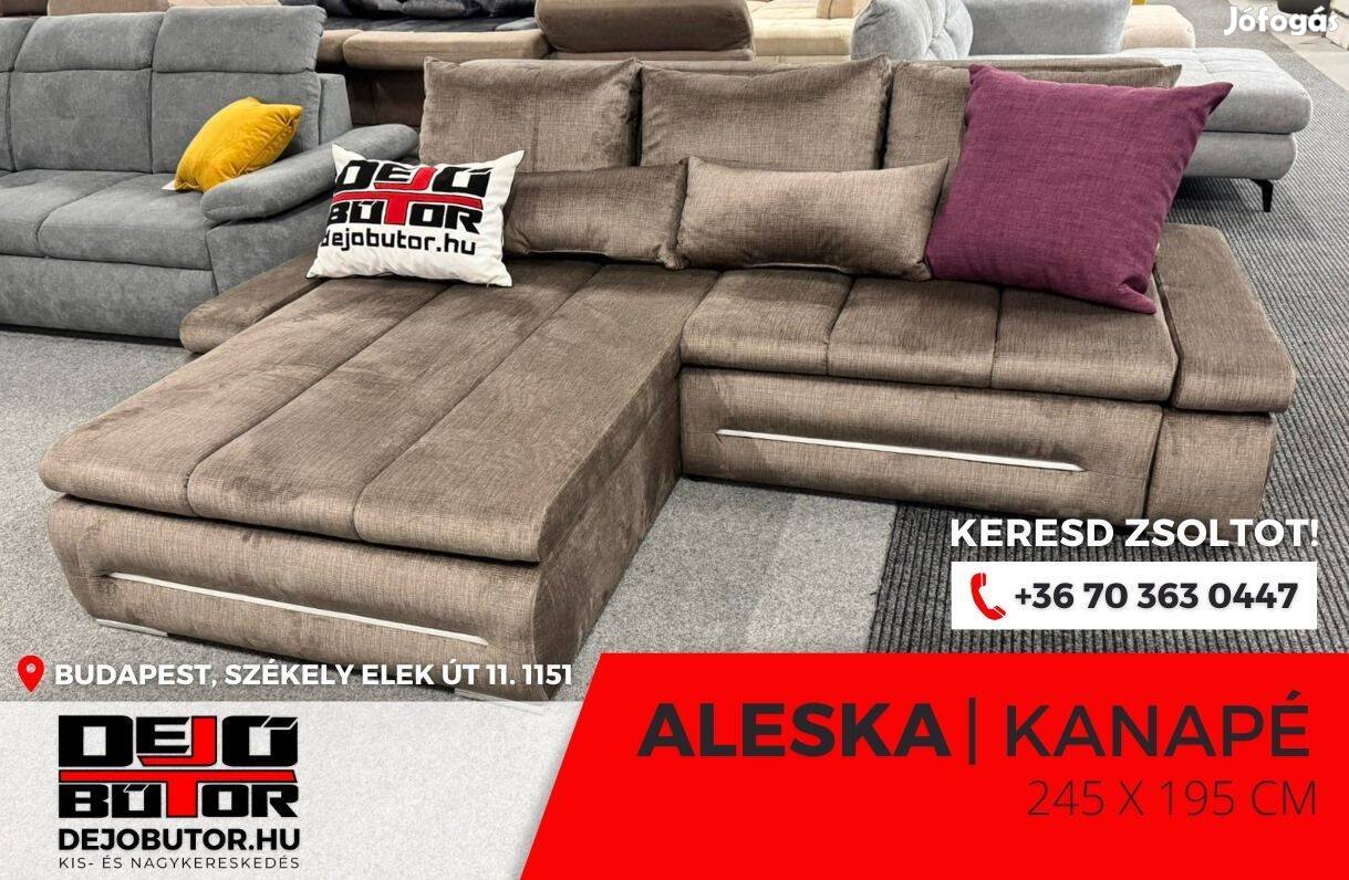 Aleska LED sarok bronz kanapé ülőgarnitúra 245x195 cm ágyazható