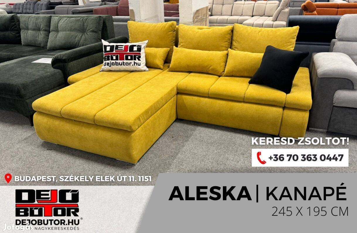 Aleska L sárga kanapé ülőgarnitúra sarok 245x195 cm ágyazható