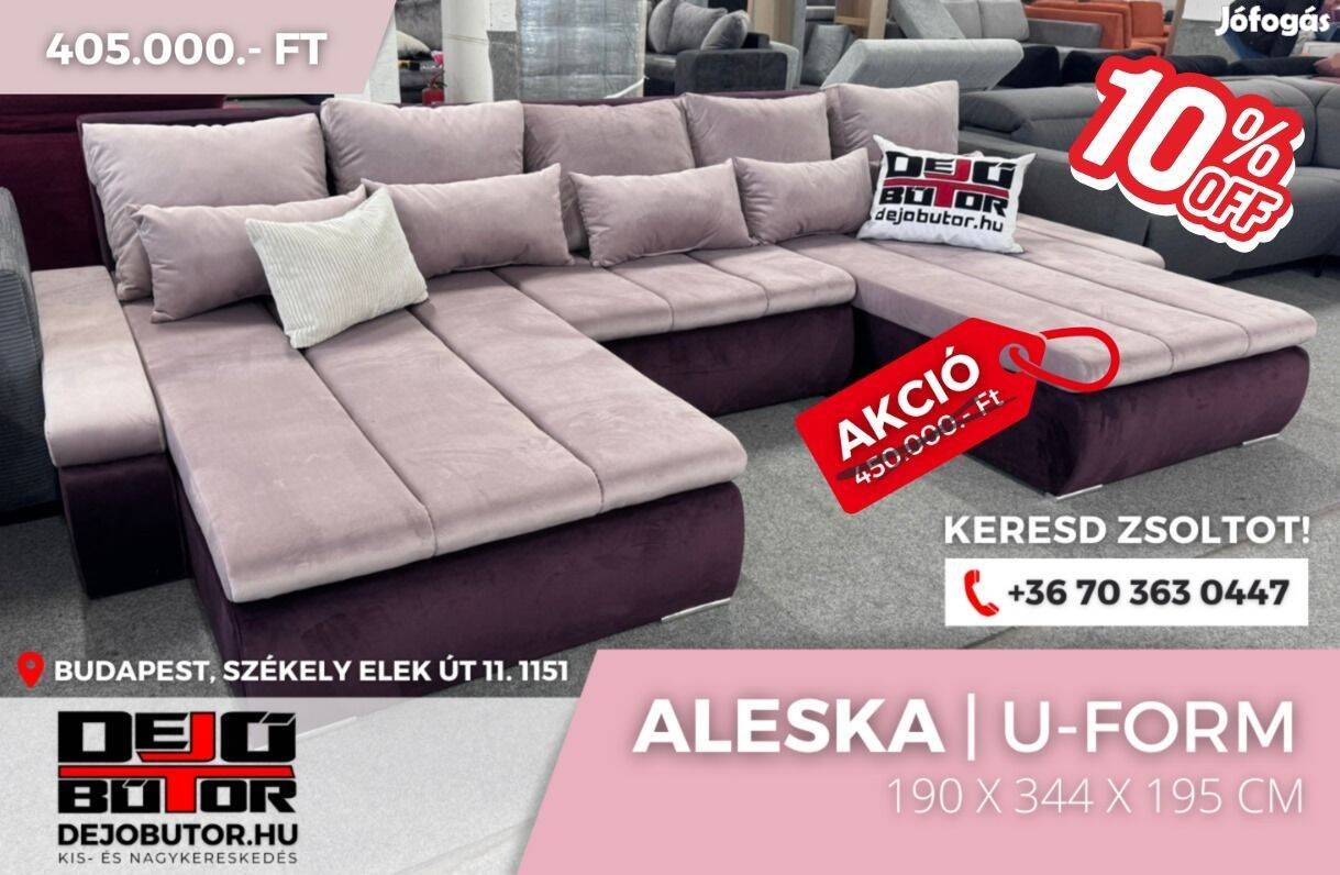 Aleska pink sarok kanapé ülőgarnitúra 195x344x195 cm