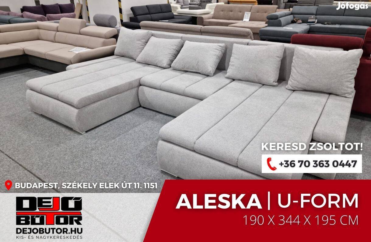 Aleska sarok kanapé szivacsos ülőgarnitúra 190x344x190cm ualak világos