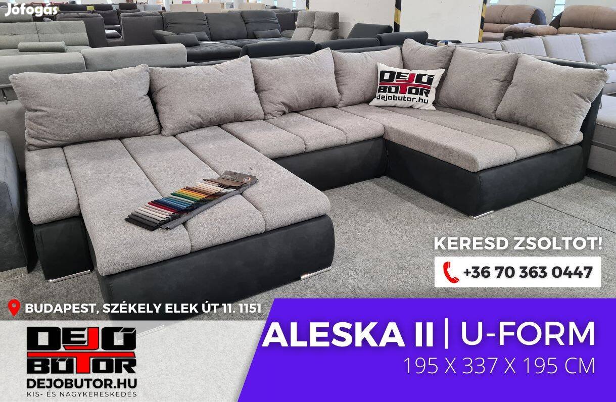 Aleska sarok szivacsos kanapé ülőgarnitúra 195x337x195 cm ualak gray