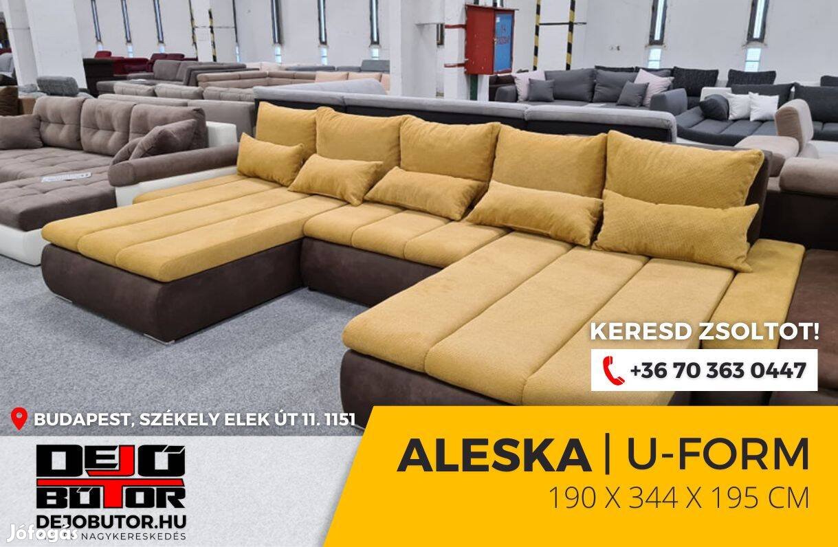 Aleska szivacsos ualak kanapé sárga ülőgarnitúra 195x344x195 cm