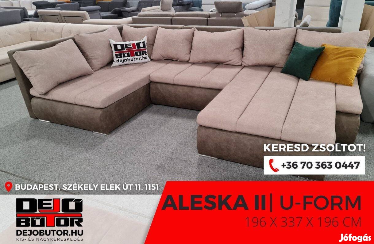 Aleska ualak kanapé ülőgarnitúra 196x337x196 cm ágyazható bútor bézs
